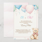 Invitation Révélation du genre en espagnol rose et bleu moder (Devant / Derrière)