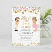 Invitation Révélation du genre rose ou bleu étoilé (Debout devant)