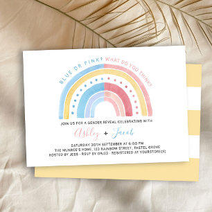 Invitation Révélation du sexe arc-en-ciel pastel rose bleu ja