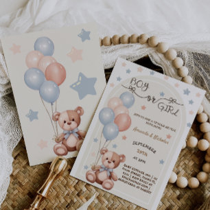 Invitation Révélation du sexe avec des ballons vintage pour o