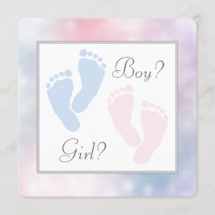 Invitation Révélation du sexe bébé Pieds Bébé Rose Bleu