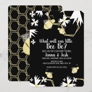 Invitation Révélation du sexe de bébé abeille daisy et fleurs