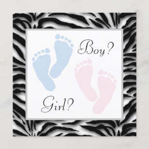 Invitation Révélation du sexe de bébé aux pieds roses et bleu