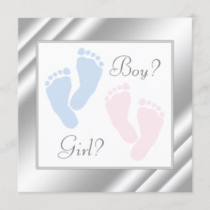 Invitation Révélation du sexe de bébé aux pieds roses et bleu