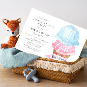 Invitation Révélation du sexe de bébé avec glace à l'aquarell