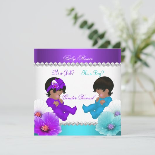 Invitation Révélation du sexe de bébé Ethnique Fête de douche (Debout devant)