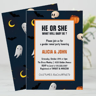 Invitation Révélation du sexe de bébé Halloween en octobre