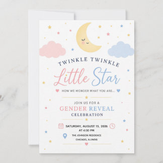 Invitation Révélation du sexe de bébé petite étoile scintilla