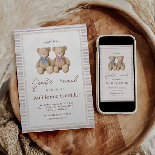 Invitation Révélation du sexe de l'ours en peluche