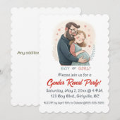 Invitation Révélation du sexe des futurs parents éditable ave (Devant / Derrière)
