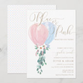 Invitation Révélation du sexe du bébé ballon rose bleu (Devant / Derrière)