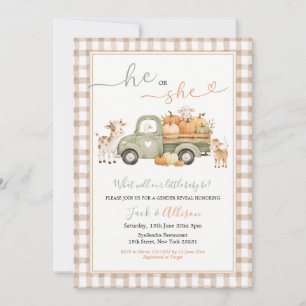 Invitation Révélation du sexe du bébé camion de récolte de ci