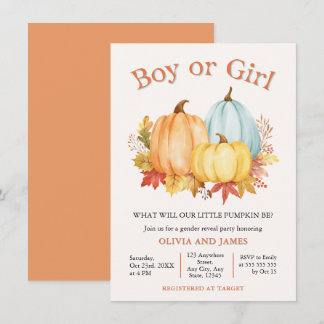 Invitation Révélation du sexe du bébé Citrouille d'automne ga