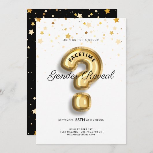 Invitation Révélation du sexe du bébé lors d'une soirée virtu (Devant / Derrière)