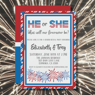 Invitation Révélation du sexe du bébé pour le 4 juillet comme