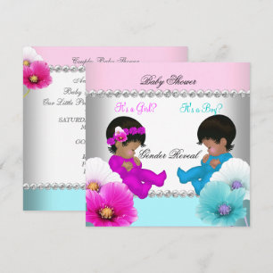 Invitation Révélation du sexe Fête prénatale Fleurs roses sar