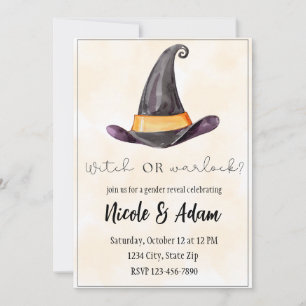 Invitation Révélation du sexe Halloween à l'aquarelle orange