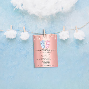 Invitation Révélation du sexe Pieds Paillettes Rose Bleu Gout