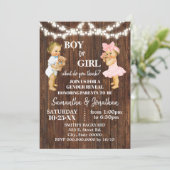 Invitation Révéler le genre Baby shower garçon ou fille (Debout devant)