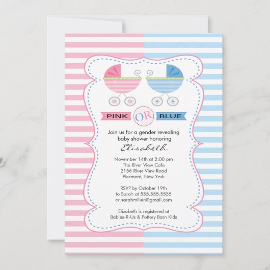 Invitation Révéler le genre Fille ou Baby shower garçon (Devant)