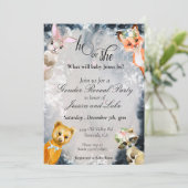 Invitation Révéler le genre Hiver Bois Animaux Fêtes (Debout devant)
