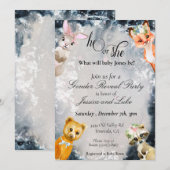 Invitation Révéler le genre Hiver Bois Animaux Fêtes (Devant / Derrière)