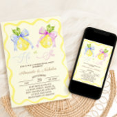 Invitation Révéler le genre Lui ou elle Pink Blue Bow Lemon