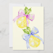 Invitation Révéler le genre Lui ou elle Pink Blue Bow Lemon (Dos)