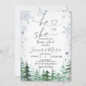Invitation Révéler le genre Lui ou elle Winter Snowflakes For (Devant)