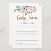 Invitation Révéler le genre Suggestions de nom de bébé (Devant / Derrière)