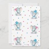 Invitation Révéler l'éléphant Garçon ou petite fille (Dos)