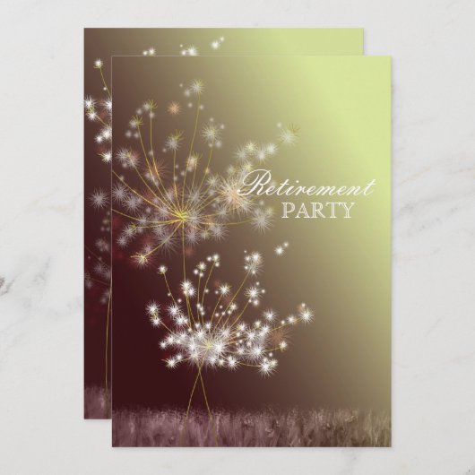 Invitation Rêver Dandelions Parti de retraite (Devant / Derrière)