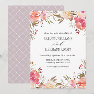 Invitation Rêver rose   Boho Chic Flowers mariage