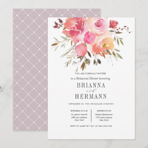 Invitation Rêver rose Dîner de répétition Mariage de fleurs