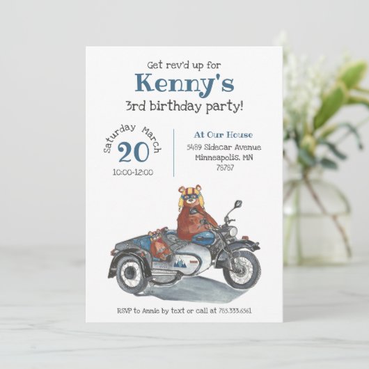Invitation Révérend des ours de moto Anniversaire (Debout devant)