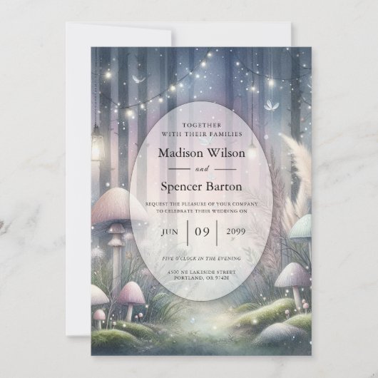 Invitation Rêves de Lumière de Lanterne Mariage en Forêt Ench (Devant)