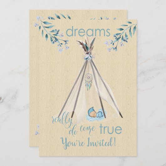 Invitation Rêves vraiment venir Vrai Boho DreamCatcher Tipi (Devant / Derrière)