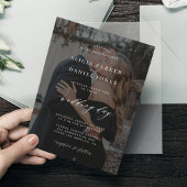 Invitation Revêtement noir moderne 2 photos mariage