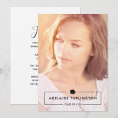 Invitation Revêtement noir moderne Diplôme photo complète (Devant / Derrière)