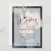 Invitation Revêtement photo moderne noir blanc mariage (Devant)