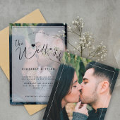 Invitation Revêtement photo moderne noir blanc mariage