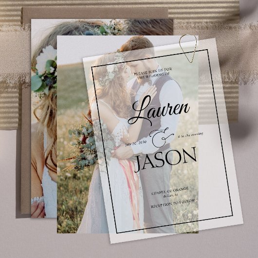 Invitation Revêtement Vellum Réel Moderne Simple 2 Mariage Ph