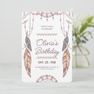 Invitation Rêveur Boho Attrape-Rêves Tribal, Fête d'anniversa