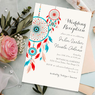 Invitation Rêveur de plumes tribal boho Réception de mariage