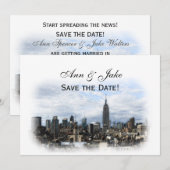 Invitation Rêveuse Black Skyline de NYC Enregistrer la date H (Devant / Derrière)