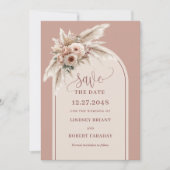 Invitation Rêveuse Boho Poussiéreuse Rose Florale Arche Écono (Devant)