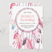 Invitation rêveuse rose colorée d'anniversaire de (Devant / Derrière)