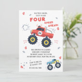 Invitation Révisez votre moteur 4e anniversaire Monster Car T (Debout devant)