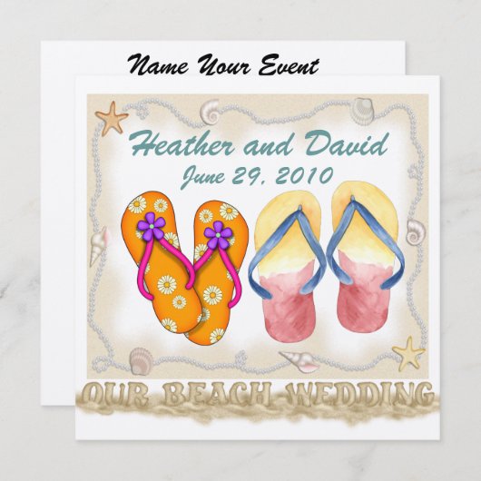 Invitation Révision du client de mariage de plage (Devant / Derrière)