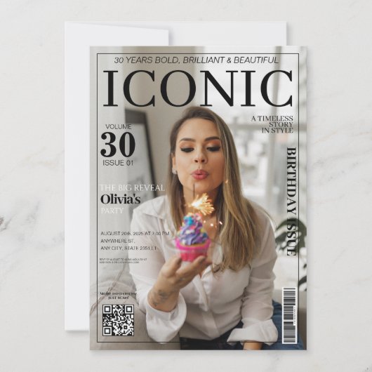 Invitation Revue couverture qr code 30th Birthday party (Devant)